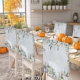 thumbnail image 2 of Fall Pumpkin Chair Covers Set of 8 Green Eucalyptus Leaves Flower Letter Harvest Chair Back Covers Stretch Removable Washable Slipcovers Protector for Dining Room Kitchen Party Decor, 2 of 5
