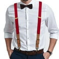 thumbnail image 7 of Buyless Fashion Leather End 2 Pack Suspenders for Men - 48" Elastic Adjustable Straps 1" - Y Back with Metal Hooks - 5139-2-Red, 7 of 7