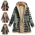 thumbnail image 4 of comerut Women Overcoat Keep Warm Hooded Polyester Ethnic Pattern Winter Coat for Daily Wear, 4 of 8