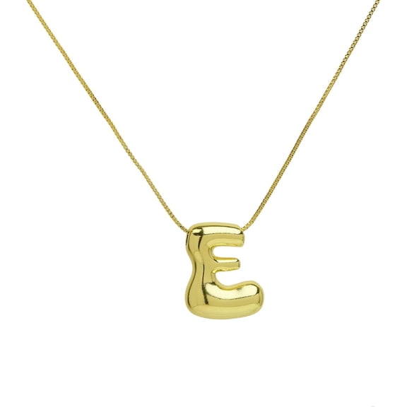 Shiny Cubic Zirconia Bubble Alphabet 26 A-Z,Puffy Name,Letter Necklace,Personalized Monogram Necklace,Balloon Initial Necklace Gifts For Women 18K Gold Plated Jewelry.[o4481]