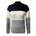 thumbnail image 4 of GBSYEWXS Sweaters For Women Grey Crew Neck Long Sleeve Color Block Stretch Pullover Sweater, 4 of 5