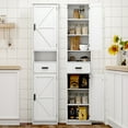 thumbnail image 2 of PORKISS Floor Storage Cabinet, Wood Pantry Cabinet with Doors and Drawer, Freestanding Narrow Bathroom Storage Organizer with Adjustable Shelves for Kitchen, Bathroom, Living Room, White, 2 of 8