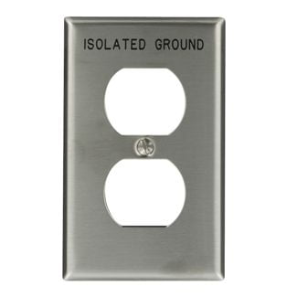 - Leviton 84003-IG 1-Gang Duplex Device Receptacle Wallplate, Device Mount, Engraved Isolated Ground, Stainless Steel