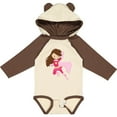 thumbnail image 3 of Inktastic Superhero Girl, Cute Girl, Brown Hair, Pink Cape Girls Long Sleeve Baby Bodysuit, 3 of 5