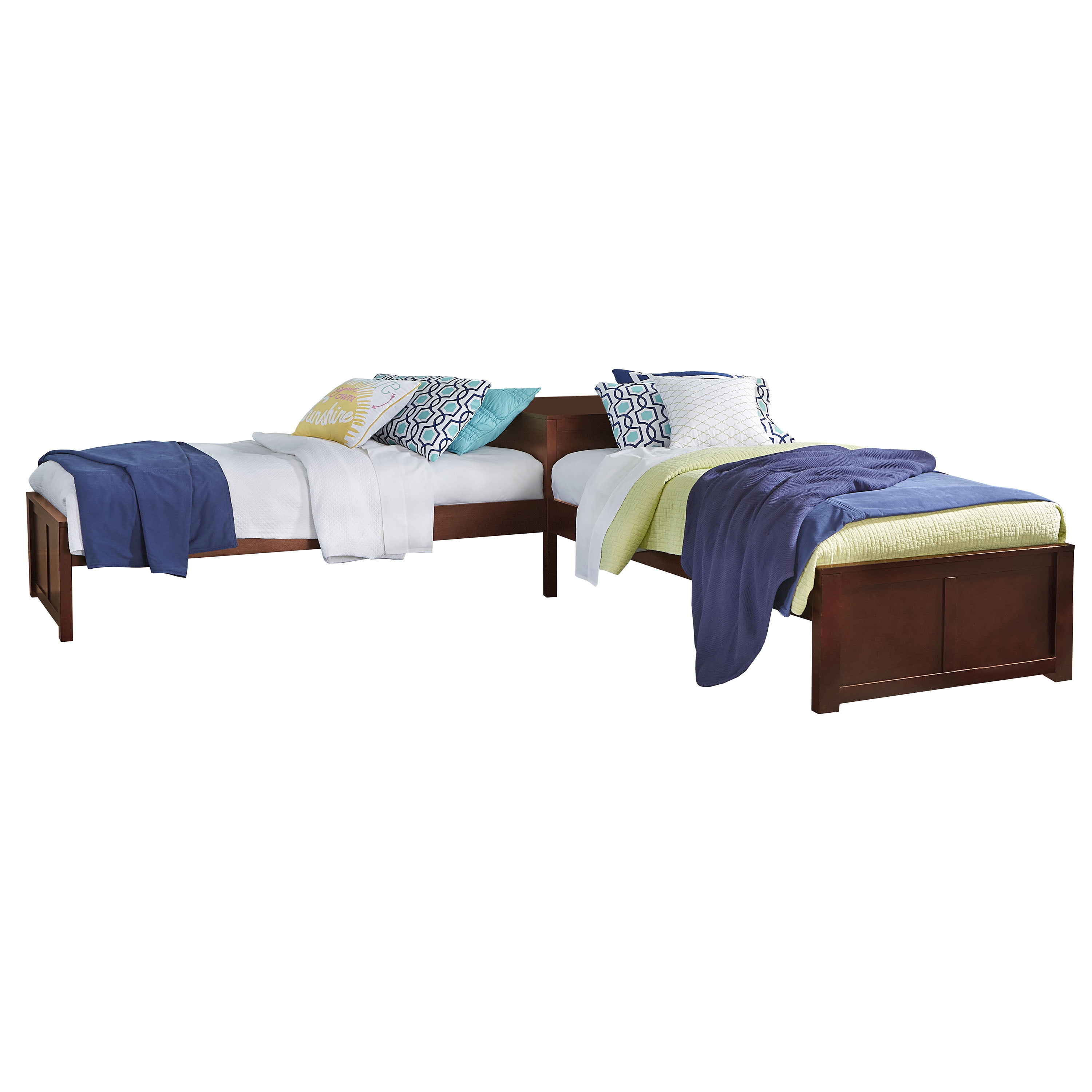 l shaped twin beds with corner unit