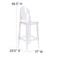 thumbnail image 4 of Bowery Hill 46.5"H Contemporary Plastic Oval Back Bar Stool in Crystal Clear, 4 of 8