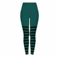 thumbnail image 2 of Idoravan Leggings for Women Women's Striped Print Leggings Sports Fitness Pants Solid Colored Casual Tight Fitting Tight Peach Hip Yoga Pants Stretch Pants Green S, 2 of 10