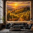 thumbnail image 5 of Tuscan Vineyard Sunset Landscape with Cypress Trees and Villa, Romantic Vintage for Nature Lovers, Pastoral Wall Art Decor, Anniversary Gift, Tapestry Wall Hanging for Bedroom and Living Room, 5 of 6