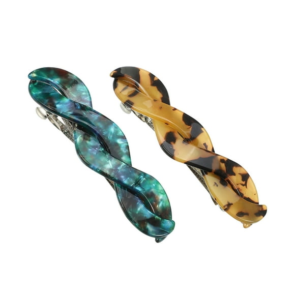 Vocoste 2 Pcs Hair Barrettes Tortoise Shell Hair Clips Acetate French Hair Barrettes for Thick Hair Amber Green