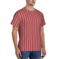 thumbnail image 2 of Vsdgher Stripes Red White Print Men's Dry Fit Mesh Athletic Shirts Moisture Wicking Tennis T-Shirt Tops, 2 of 9