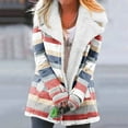 thumbnail image 2 of Womens Loose Fuzzy Fleece Gradient Lapel Single Breasted Buttons Jacket Hooded Coat, 2 of 6