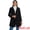 Black, variant on Women's Winter Trench Casual Stand Collar Pea Double Breasted Overcoat L Brown
