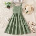thumbnail image 5 of Babcutegg Girls’ Lightweight Sleeveless Summer Dress With Adjustable Straps And Back Bow Detail Green Size 7, 5 of 5