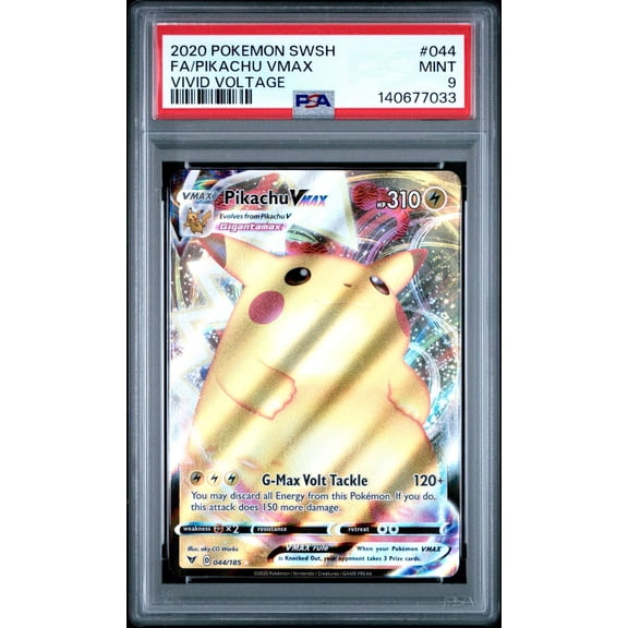 Graded 2020 Pokemon Sword & Shield Vivid Voltage Pikachu VMAX FA PSA 9 #044