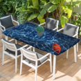 thumbnail image 2 of Navy Blue Ocean Waves Table Cloths for 5 Foot Rectangle Tables, Red Boat Coastal Patio Waterproof Elastic Fitted Tablecloths, Washable Rectangular Table Cover for Camping, 2 of 8