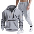 thumbnail image 2 of ibiyuan Men's Tracksuits Cotton Long Sleeve Hoodies and Sweatpants Mens Sweatsuit Baggy Tracksuit Gym Fashion,2PCS,GY1, 2 of 5