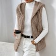thumbnail image 5 of Kinrui Womens Sherpa Vest Textured Open Front Knit Flannel Vest Jackets Lightweight Outerwear with Pocket Brown S, 5 of 9