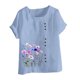 thumbnail image 2 of TaTaai Casual Printed Button Blouse, Women's Short Sleeve Linen Feel T-Shirt, Comfortable Top for All Seasons Gift, 2 of 4