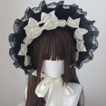 thumbnail image 3 of Slccxzc Women Victorian Bonnets Lace Party Sun Hat Gothic Style Lolita Exhibition Hair Accessories Flat Hat for Women, 3 of 7