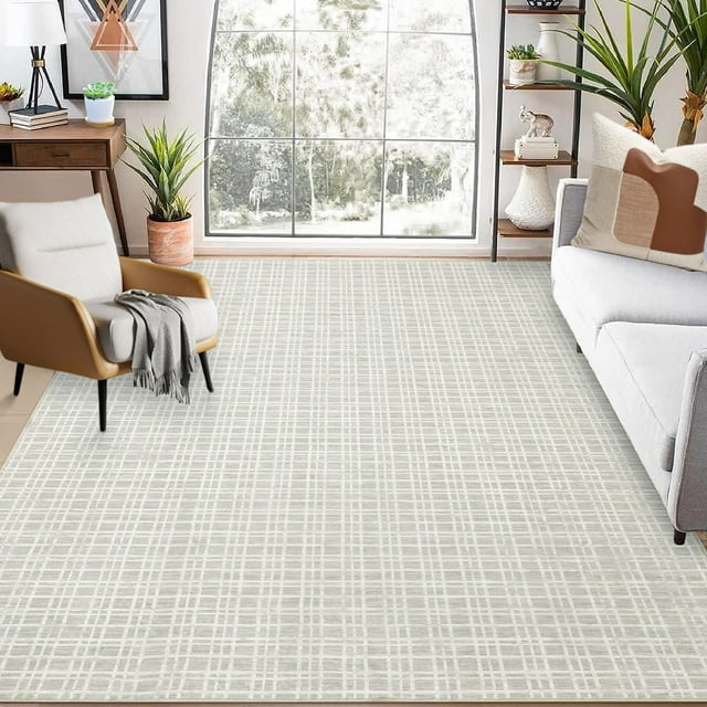 FairOnly 8' x 10' Area Rugs,Machine Washable Print Pattern Carpet for Living Room Bedroom Kitchen Hallway Home Decor, Non Slip Floor Carpet,Gray