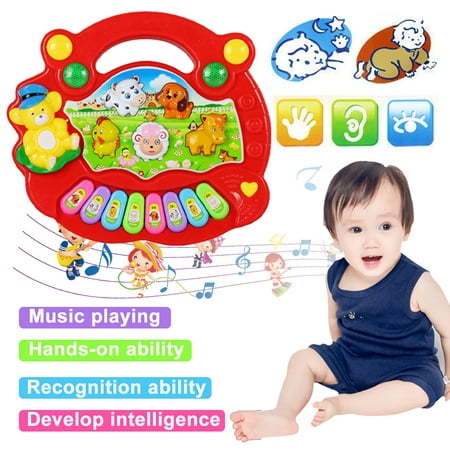 SHELLTON Musical Baby Toys 6 to 12 Months, Baby Piano Light Up Animal Musical Toys for Toddlers 1-3, Infant Kids Learning Toys for 1 Year Old Girl Boy, Baby Toys 12-18 Months Gifts