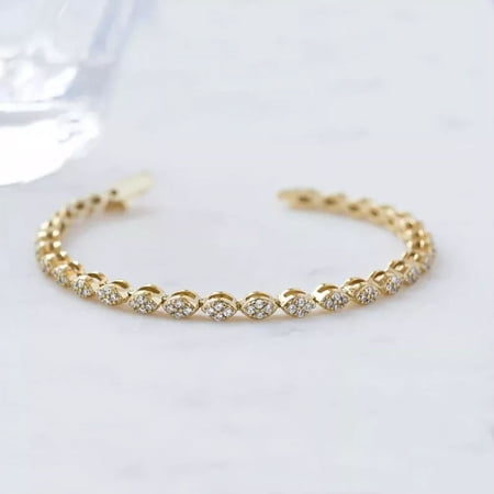 Jewelry Hub 5 Ct Round Cut Simulated Diamond Tennis Bracelet, 925 Sterling Silver White, with Elegant Jewelry