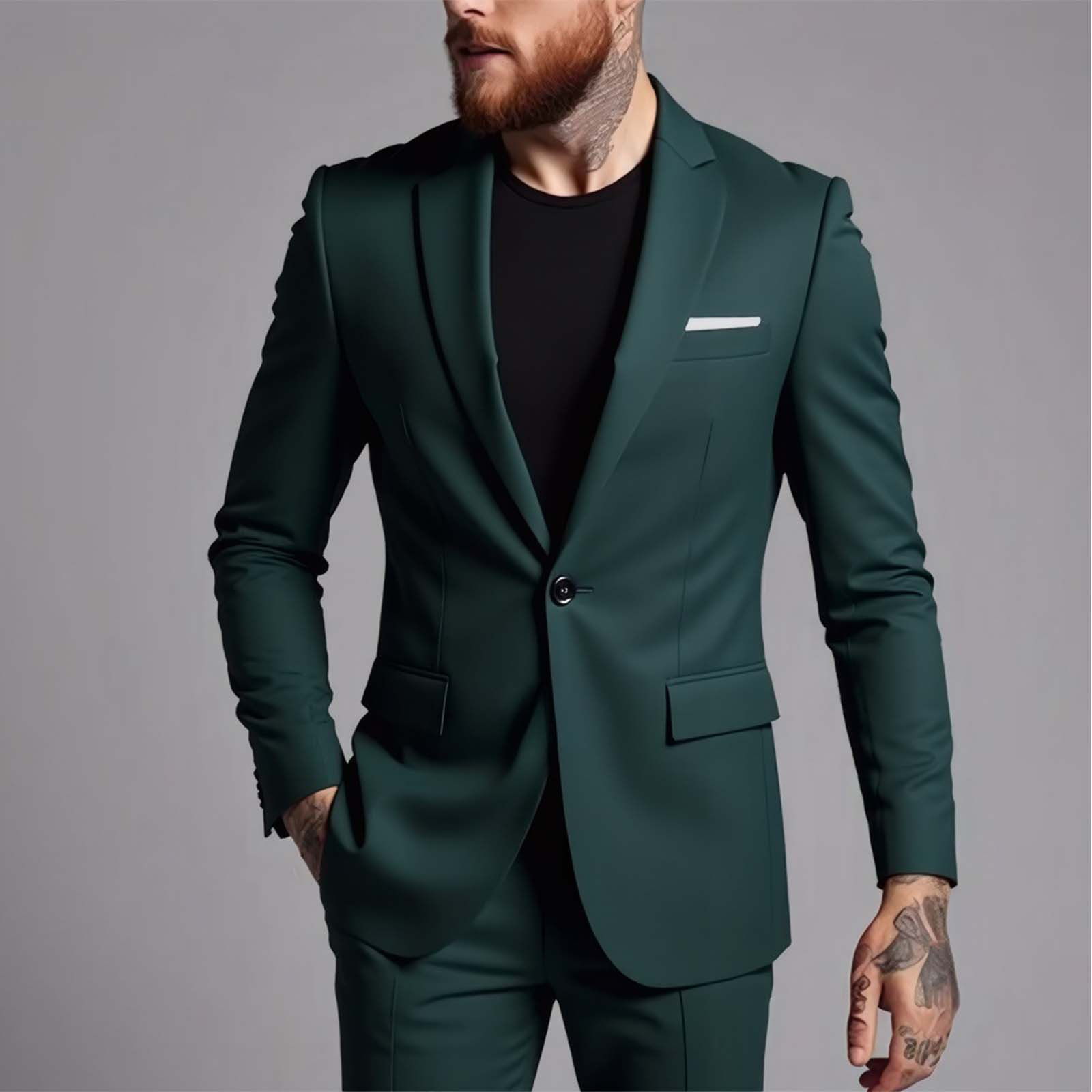 Veste Costume Homme Slim Décontractée - Imprimé Rayé, Pois, Léopard, Style Britannique