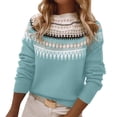 thumbnail image 2 of Chiccall Womens Casual Lightweight Vintage Fair Isle Sweater Raglan Sleeve Crew Neck Knitted Pullover Comfy Warm Fall Tops, 2 of 6