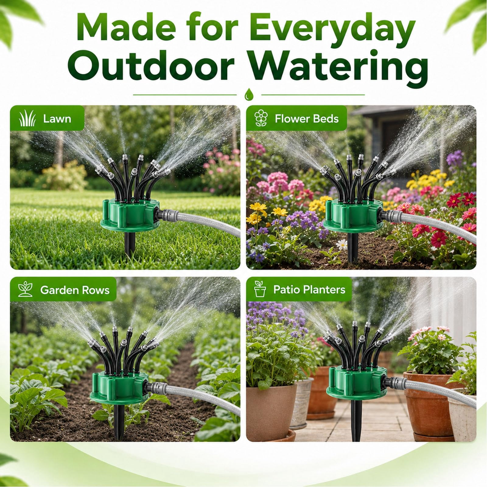 2026 New 360° Multi-Directional Lawn Sprinkler with Flexible Spray Nozzles for Yard