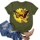 thumbnail image 4 of Gibobby Playera de Verano para Mujer Camiseta deportiva informal manga corta con cuello redondo y estampado girasol a la moda para mujer(AG,G), 4 of 5