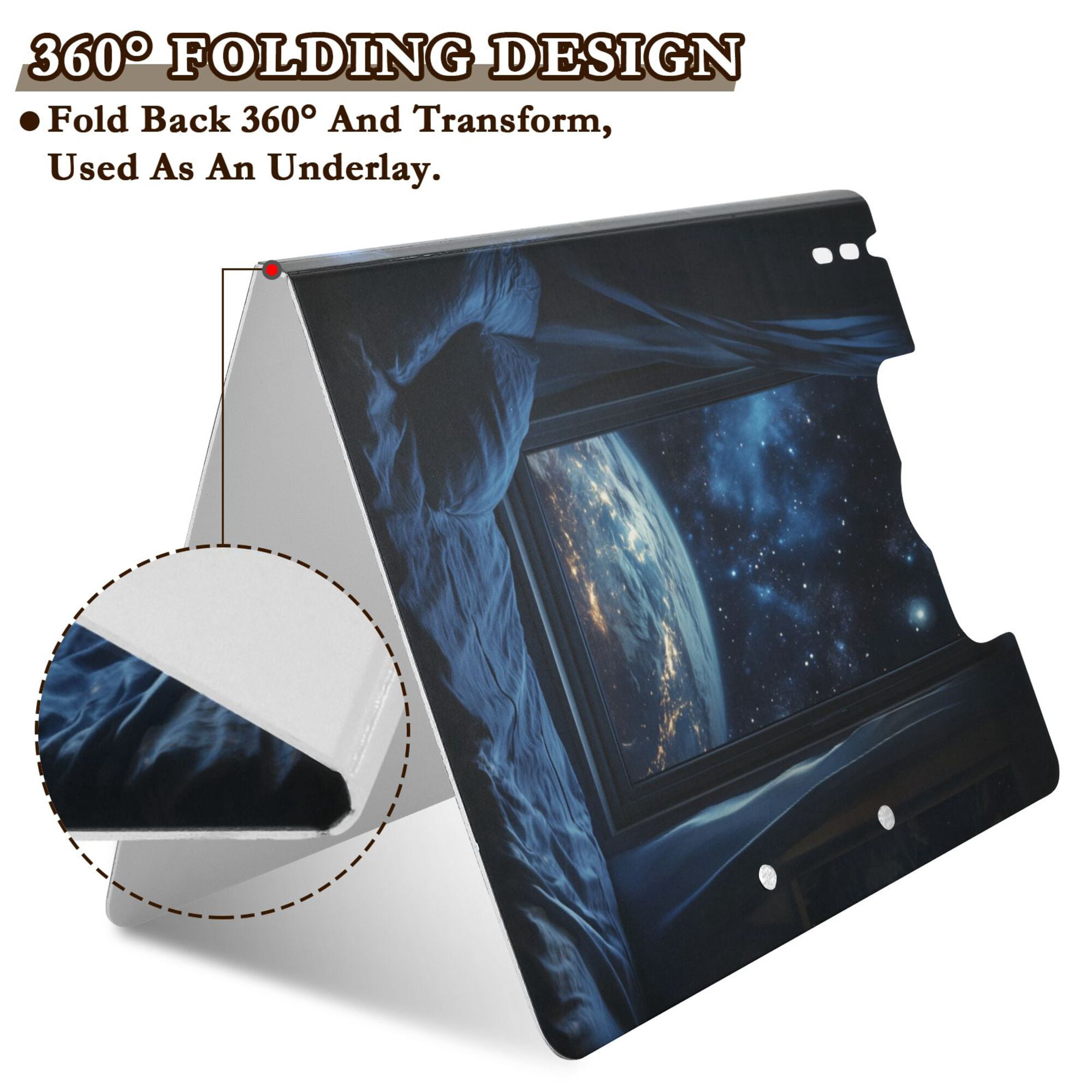 FORMRS A4 Clipboard Folder with Pen Holder Horizontal Foldable School Office Binder, Window Earth