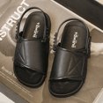 thumbnail image 3 of Mialoley Kid Boy Girl Summer Sandals, Solid Color PVC Flat Bottom Anti-Slip Open Toe Shoes with Adjustable Buckle, 3 of 7