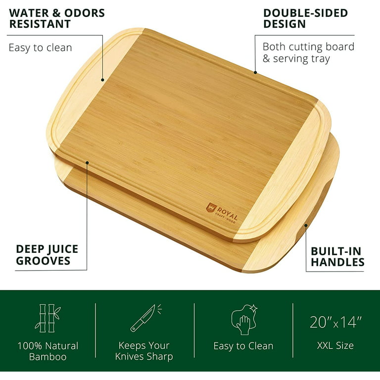 Extra Large Cutting Board, 17.6 Bamboo Cutting Boards for Kitchen with  Juice Groove and Handles Kitchen Chopping Board for Meat Cheese board Heavy