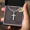thumbnail image 3 of Gift for Son Cross Necklace, Gifts for Son from Mom, To My Son Cross, Birthday Gift for Son, Mom and Son Gift, Mom to Son Gift - Cuban Link Chain with Artisan Cross, 3 of 5