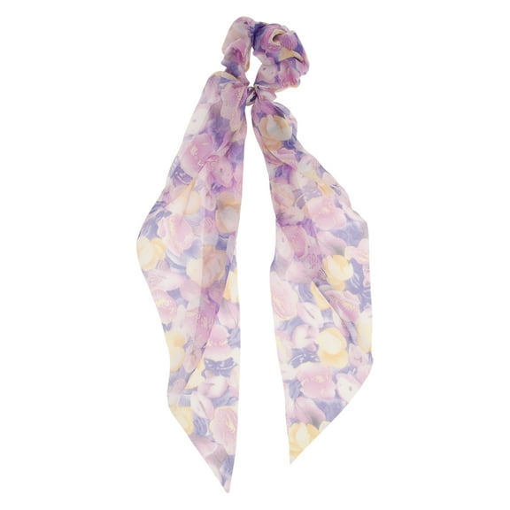 Unique Bargains 1 Pc Stylish Floral Ribbon Hair Elastics Hair Ties Pink Purple