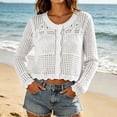 thumbnail image 2 of PBFRDSJ Long Sleeve Cardigan for Women Knit Crochet Button Down Sun Protection Cover Up Trendy Summer Sweaters for Casual Vacation, 2 of 6