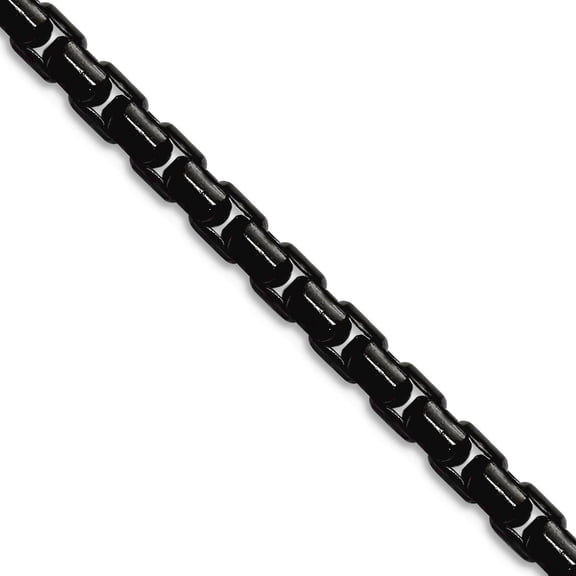 Stainless Steel Polished Black Ip 3.5mm Elongated Round Box Chain Necklace 18 Inch Chain Necklace for Women and Men