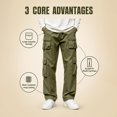 thumbnail image 2 of Cargo Pants For Men Casual Wide Leg Relaxed Fit Tactical Work Pants Mens Fall Fashion Elastic Waist Drawstring Long Trousers With Mult Pockets, 2 of 4
