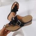 thumbnail image 4 of Wedge Sandals for Women Retro Flower Platform Flip Flops Buckle Strap Slip on Slides Summer Heels Beach Shoes Orthopedic Slippers Black Size 8.5, 4 of 6