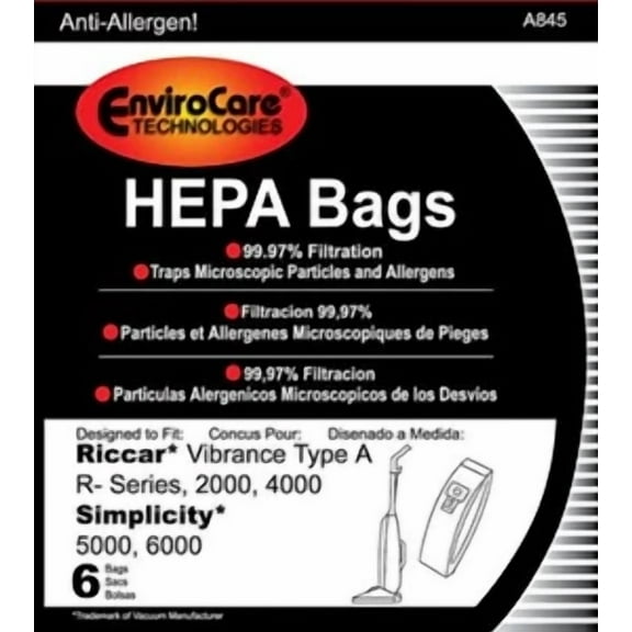 Envirocare Replacement Hepa Filtration Vacuum Cleaner Dust Bags Made To Fit R...