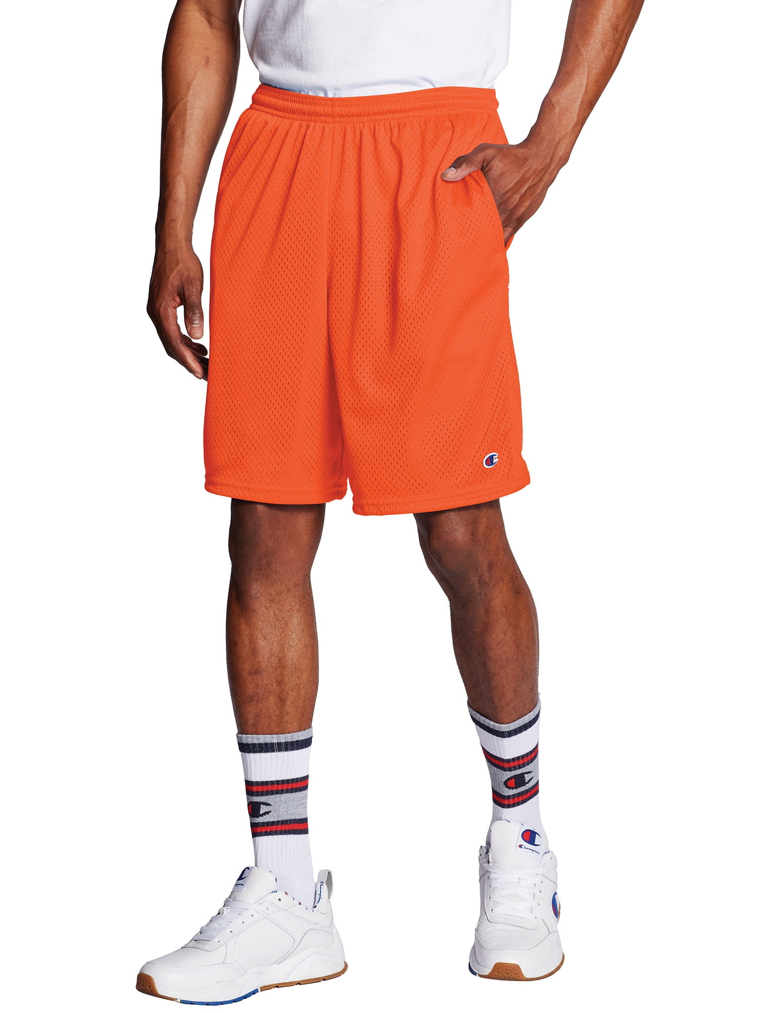 Mens Moisture-Wicking Long Mesh Shorts with Pockets in Sizes XS-4XL 