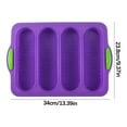 thumbnail image 3 of 4-Cavity Silicone Bread Pan | Non-Stick Sandwich Roll Mold | Heat-Resistant Baking Pan for Homemade Bread | 13.4x9.4 Inch, 3 of 6