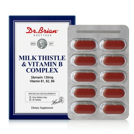 Dr.Brian Milk Thistle&Vitamin B Complex Tablet Including Organic Milk Thistle(Silymarin)130mg, Vitamin B1, B2, B6-30 Tablets
