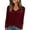 Wine Red, variant on PRETTYGARDEN Women's Long Sleeve Shirts Ribbed Knit V Neck Tee Dressy Casual Blouses Going Out Tunic Tops Fall Outfits