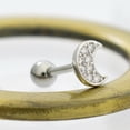 thumbnail image 2 of Moon Cubic Zirconia Design Ear Cartilage Barbell 16g Surgical Steel- Sold Each, 2 of 10