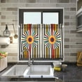 thumbnail image 4 of Yayeee Kitchen Curtains Tier Pair Light Filtering 27"x36" Rod Pocket Short Cafe Window Panel, Geometric Stripes, 4 of 7