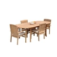 thumbnail image 3 of Grade-A Teak Dining Set: 4 Seater 5 Pc: 94" Oval Table And 4 Wave Stacking Arm Chairs Outdoor Patio WholesaleTeak #51WV2205, 3 of 6