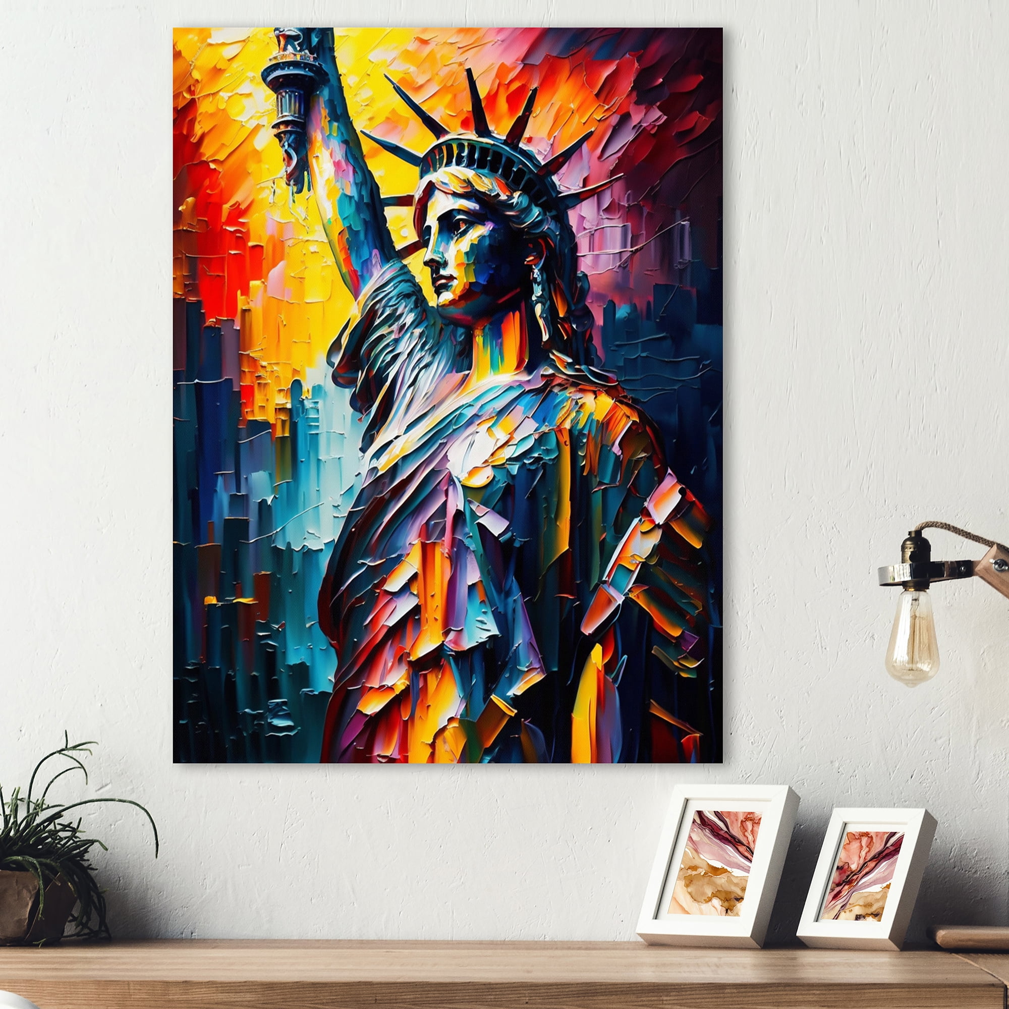 Designart Colorful Liberty Statue II Canvas Wall Art