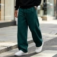 thumbnail image 2 of Nestiefly Men's Fleece Baggy Sweatpants | Wide Leg Pants, Athletic, Elastic Waist, Drawstring, Casual, Lounge, with Pockets, Streetwear, Comfort Dark Green S, 2 of 7