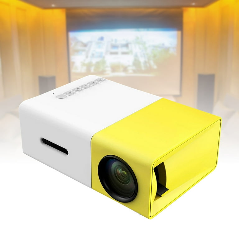 Hemoton Mini Projector Portable 1080P LED Projector Home Cinema Theater Indoor/Outdoor Movie projectors for Laptop PC Smartphone Yellow and White (US ...